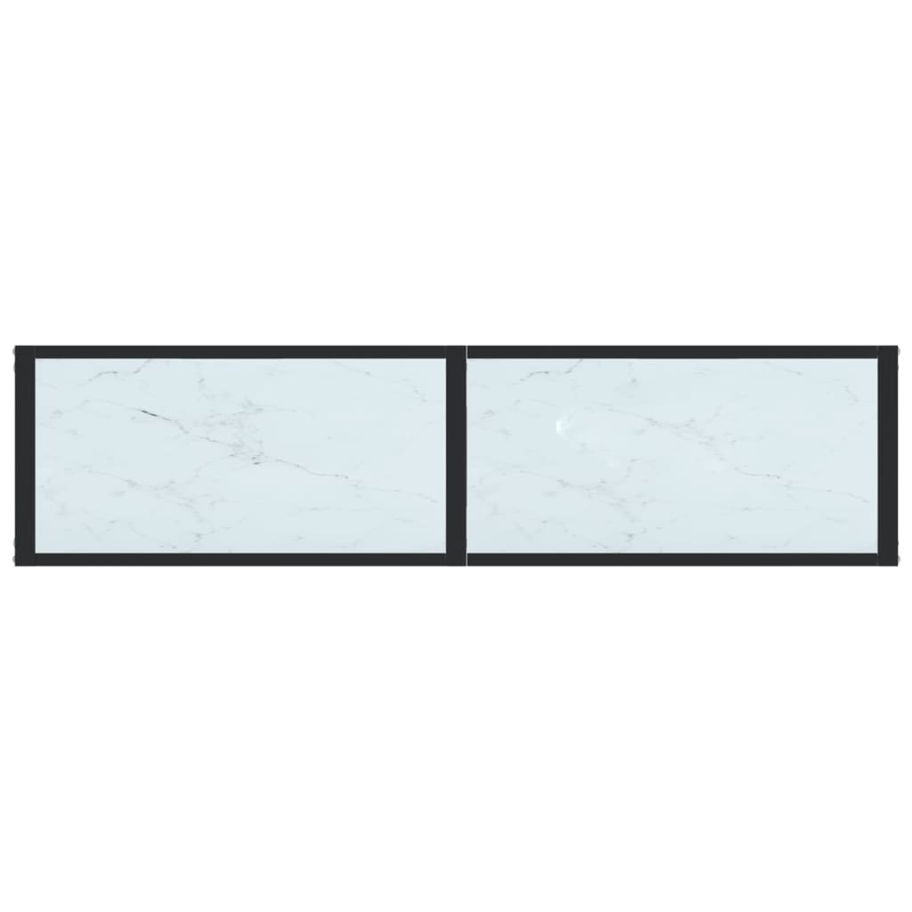 Console Table White Marble 140X35X75.5Cm Tempered Glass