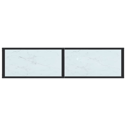 Console Table White Marble 140X35X75.5Cm Tempered Glass