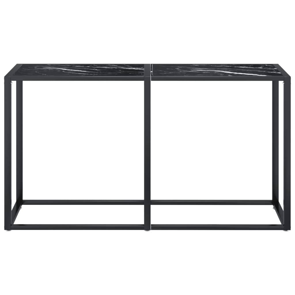 Console Table Black Marble 140X35X75.5Cm Tempered Glass