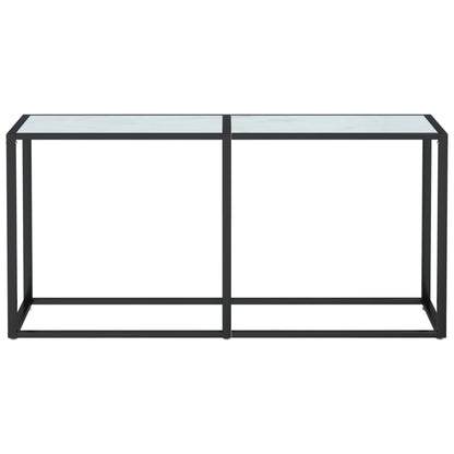 Console Table White Marble 160X35X75.5Cm Tempered Glass