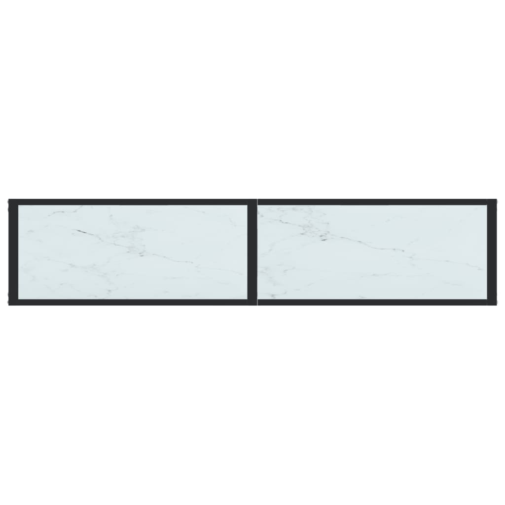 Console Table White Marble 160X35X75.5Cm Tempered Glass