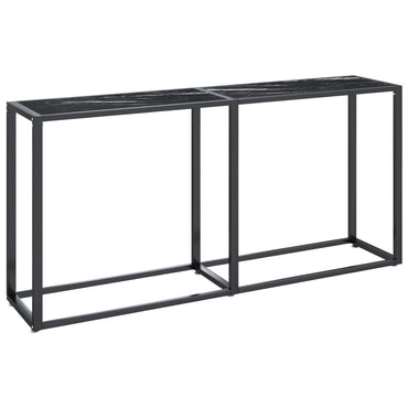 Console Table Black Marble 160X35X75.5Cm Tempered Glass