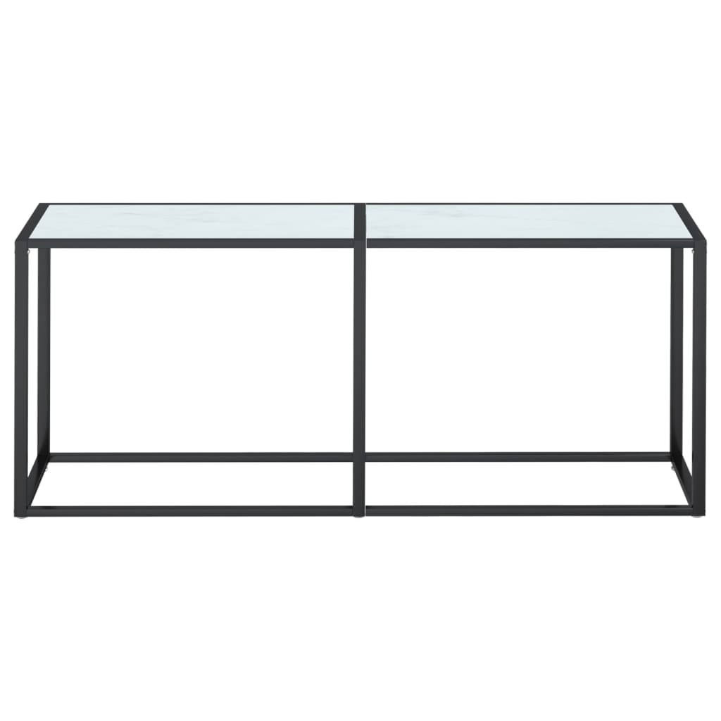 Console Table White Marble 180X35X75.5Cm Tempered Glass