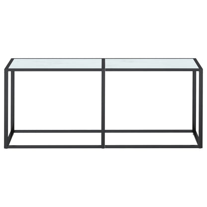 Console Table White Marble 180X35X75.5Cm Tempered Glass