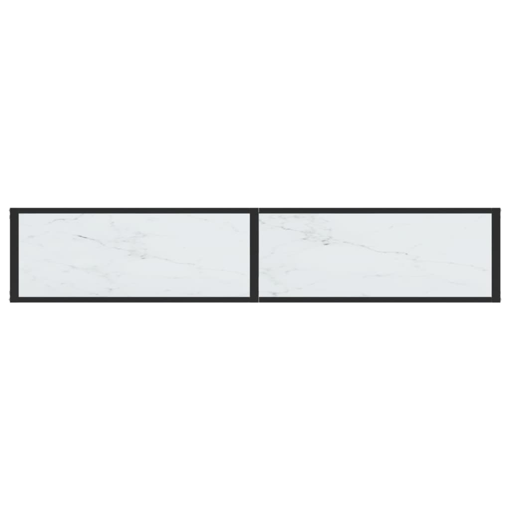 Console Table White Marble 180X35X75.5Cm Tempered Glass