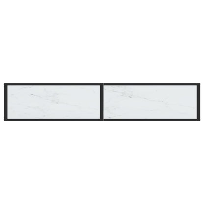 Console Table White Marble 180X35X75.5Cm Tempered Glass