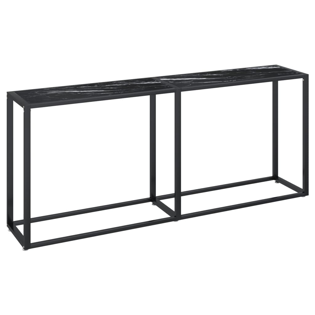 Console Table Black Marble 180X35X75.5Cm Tempered Glass