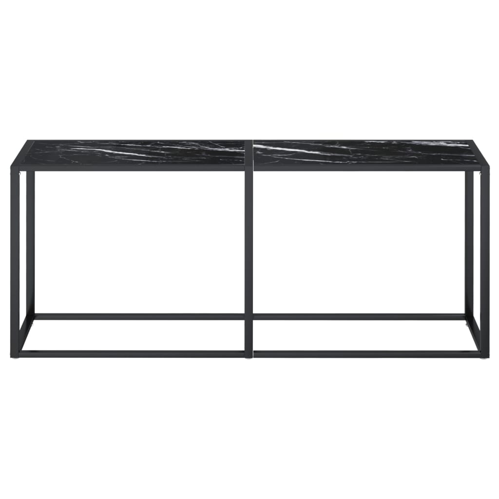 Console Table Black Marble 180X35X75.5Cm Tempered Glass