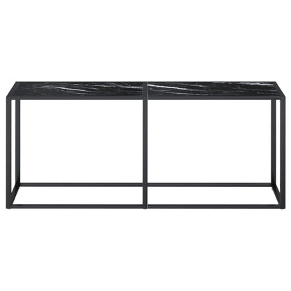 Console Table Black Marble 180X35X75.5Cm Tempered Glass