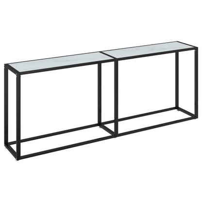 Console Table White Marble 200X35X75.5Cm Tempered Glass