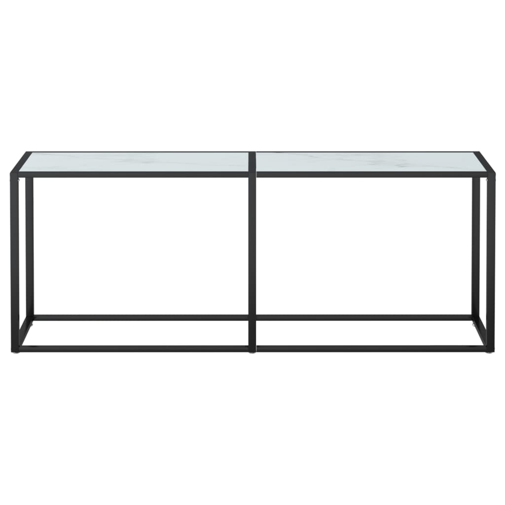 Console Table White Marble 200X35X75.5Cm Tempered Glass