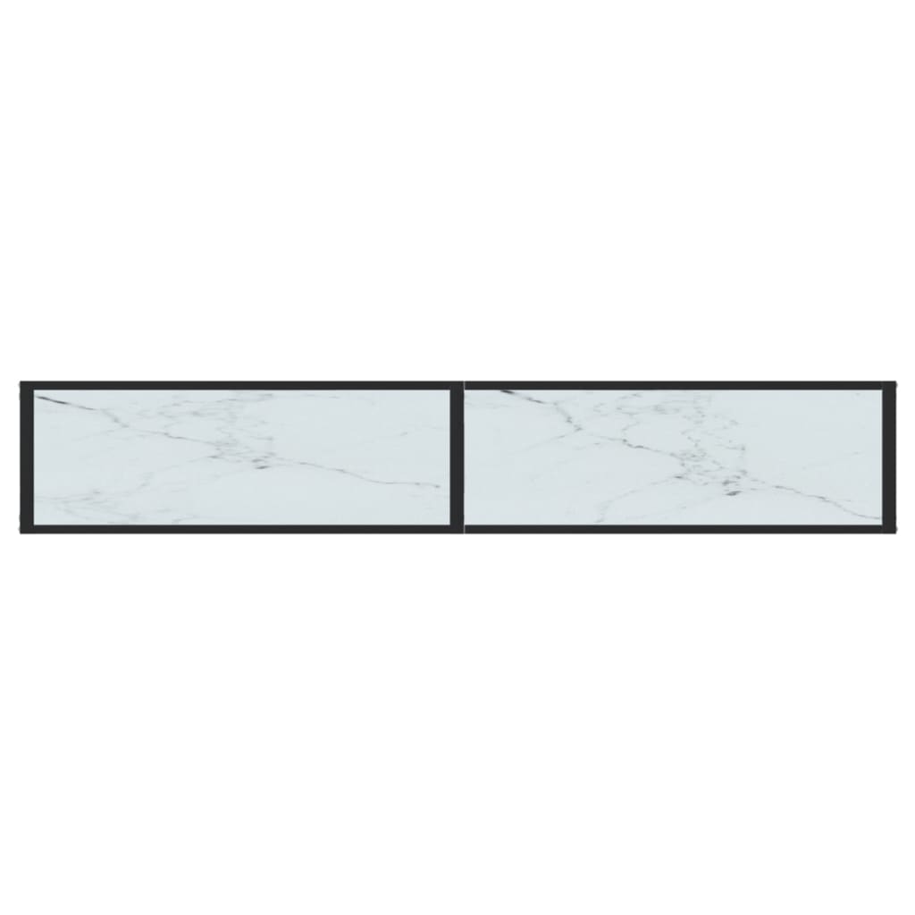 Console Table White Marble 200X35X75.5Cm Tempered Glass