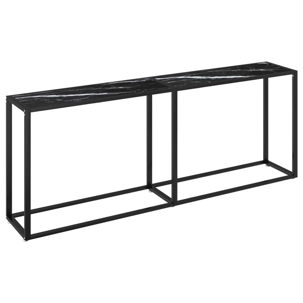 Console Table Black Marble 200X35X75.5Cm Tempered Glass