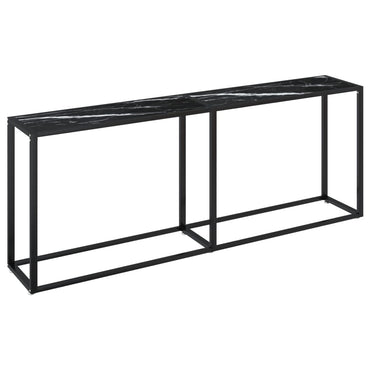 Console Table Black Marble 200X35X75.5Cm Tempered Glass