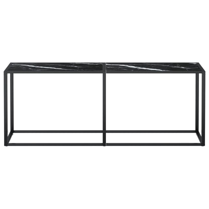 Console Table Black Marble 200X35X75.5Cm Tempered Glass