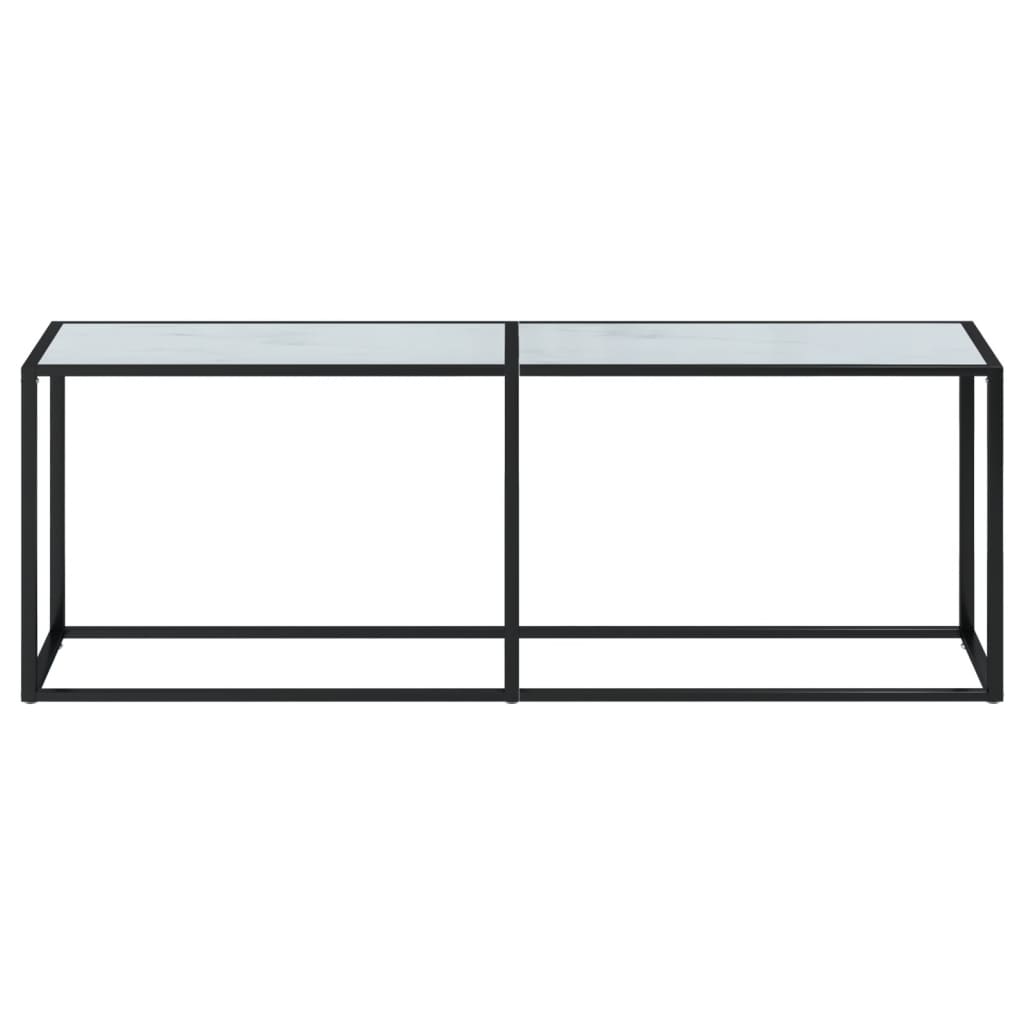 Console Table White Marble 220X35X75.5Cm Tempered Glass