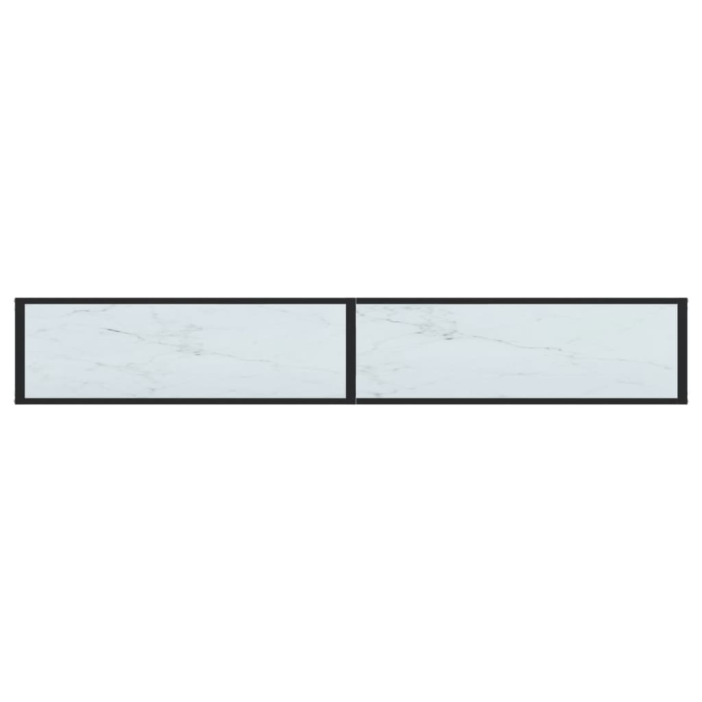 Console Table White Marble 220X35X75.5Cm Tempered Glass