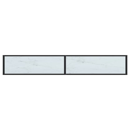 Console Table White Marble 220X35X75.5Cm Tempered Glass