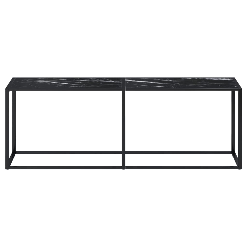 Console Table Black Marble 220X35X75.5Cm Tempered Glass