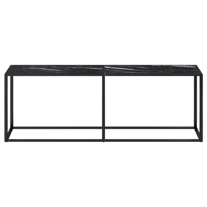 Console Table Black Marble 220X35X75.5Cm Tempered Glass