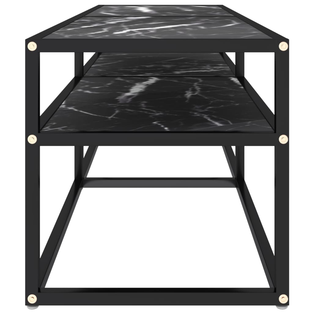 Tv Cabinet Black Marble 140X40X40.5 Cm Tempered Glass