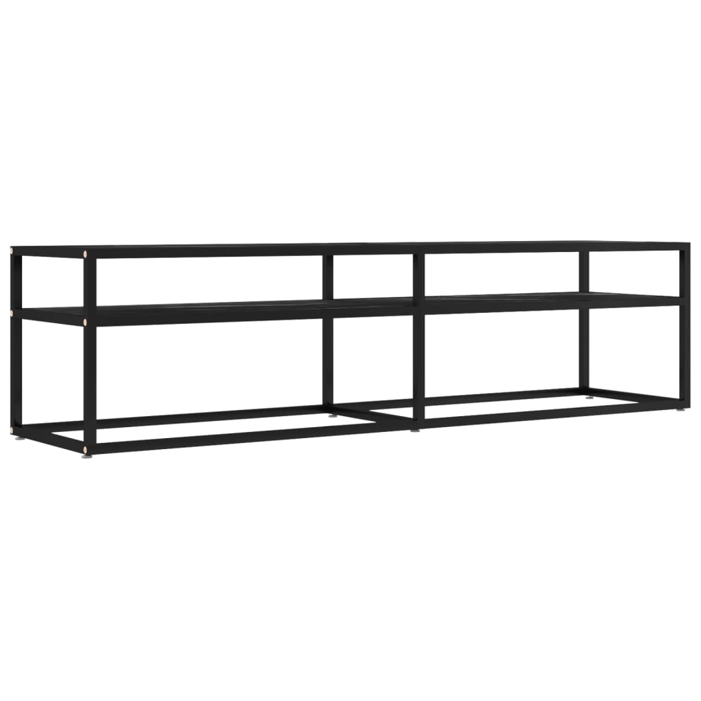 Tv Cabinet Black Marble 160X40X40.5 Cm Tempered Glass