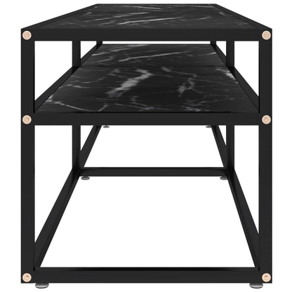 Tv Cabinet Black Marble 160X40X40.5 Cm Tempered Glass