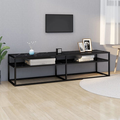 Tv Cabinet Black Marble 160X40X40.5 Cm Tempered Glass