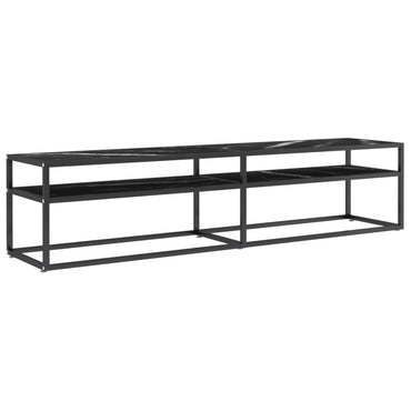 Tv Cabinet Black Marble 180X40X40.5 Cm Tempered Glass