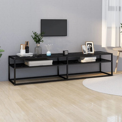 Tv Cabinet Black Marble 180X40X40.5 Cm Tempered Glass