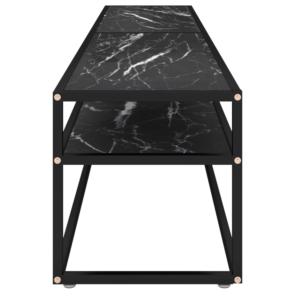 Tv Cabinet Black Marble 200X40X40.5 Cm Tempered Glass