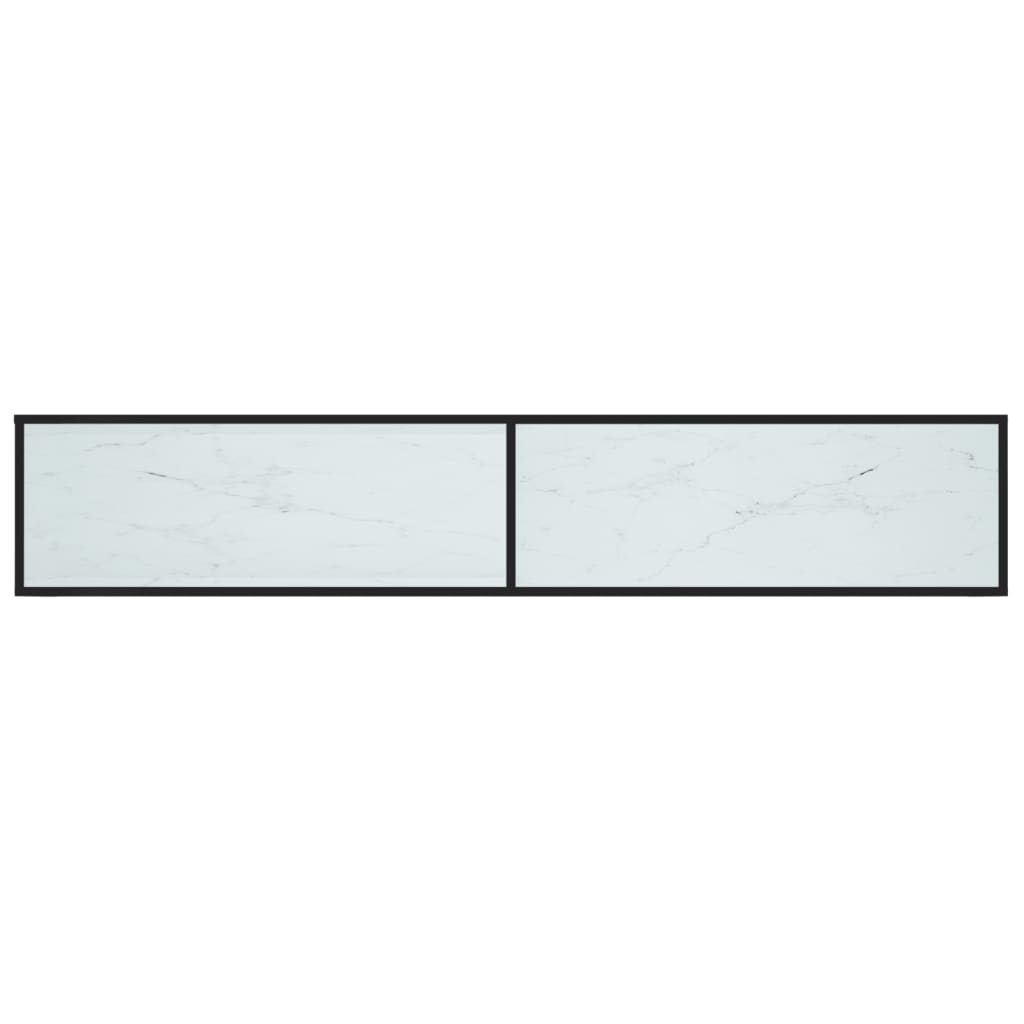 Tv Cabinet White Marble 220X40X40.5 Cm Tempered Glass