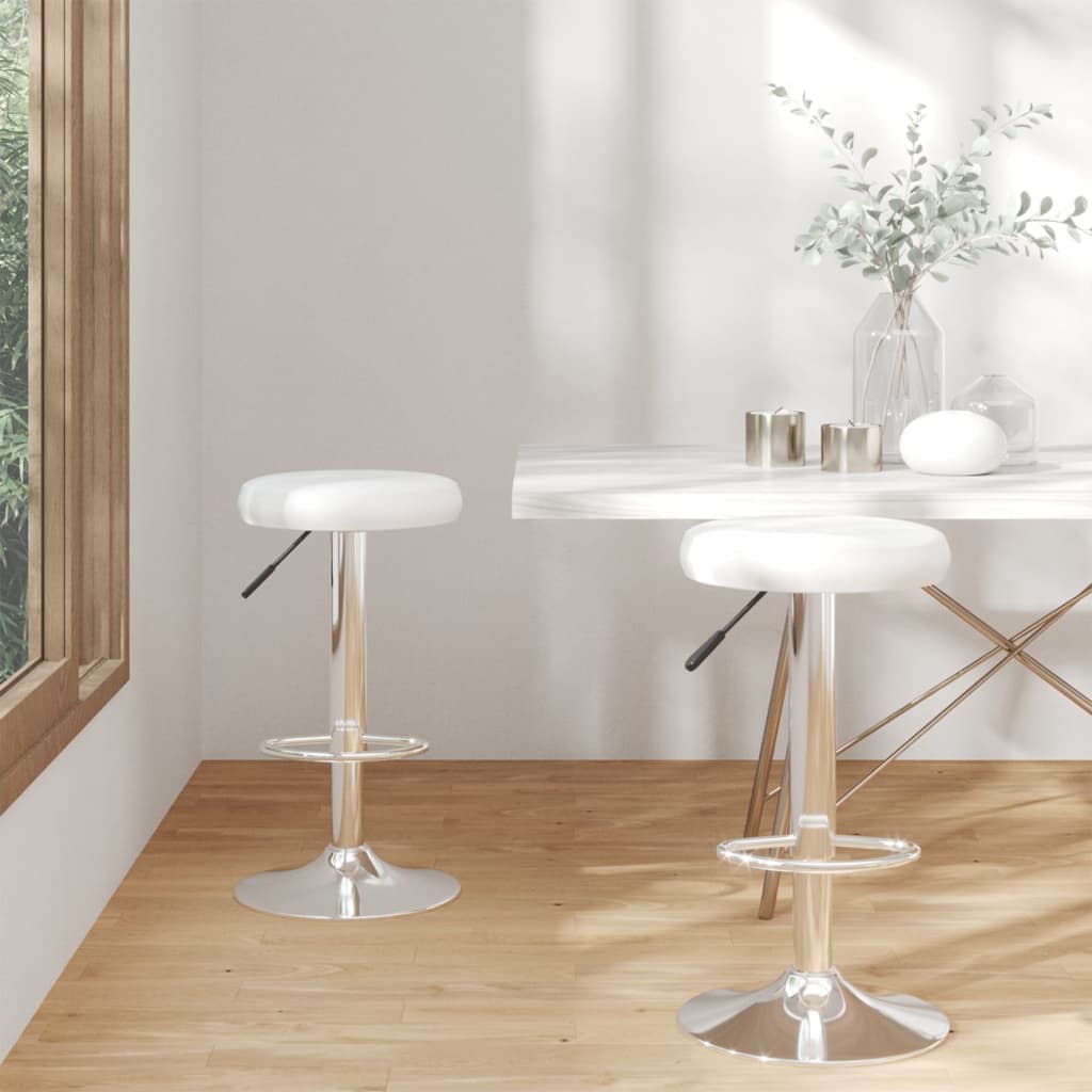 Bar Stools 2 Pcs White Faux Leather