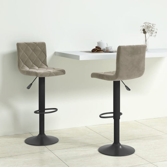 Bar Stools 2 Pcs Light Grey Velvet