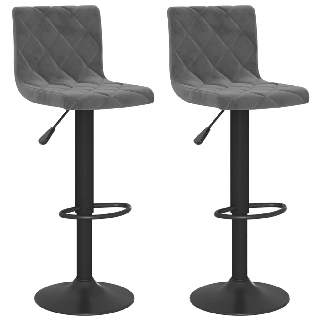 Bar Stools 2 Pcs Dark Grey Velvet