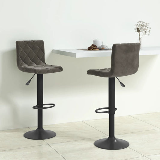 Bar Stools 2 Pcs Dark Grey Velvet