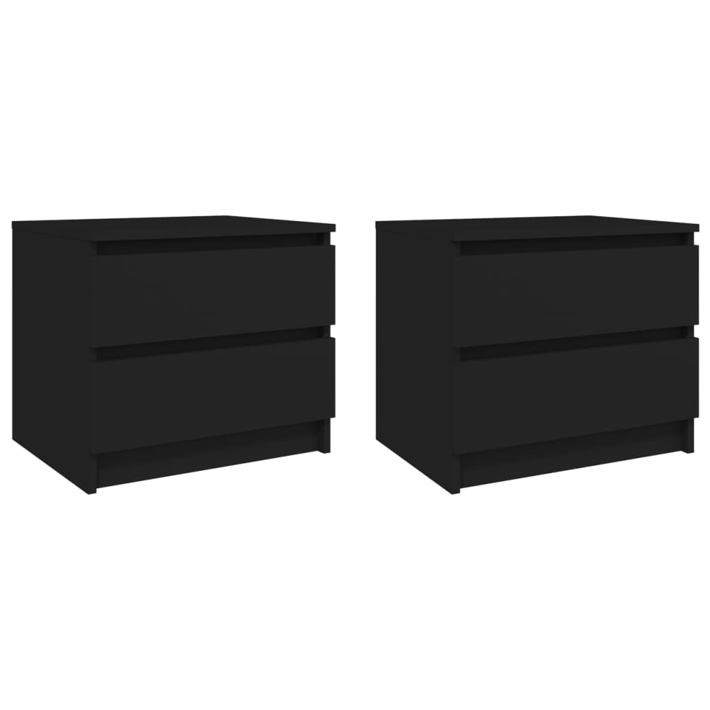 Bed Cabinets 2 Pcs Black 50X39X43.5 Cm Engineered Wood