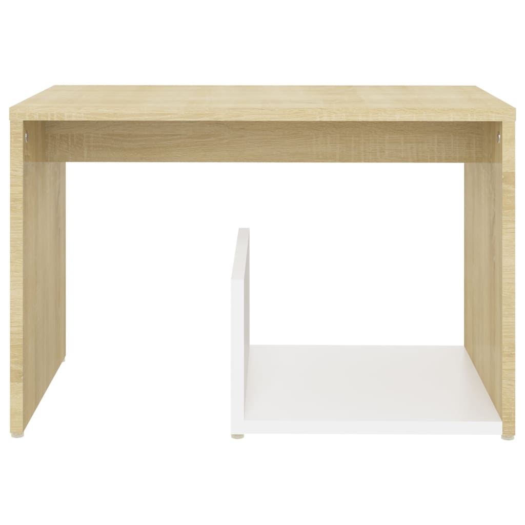 Side Table White And Sonoma Oak 59X36X38 Cm Engineered Wood