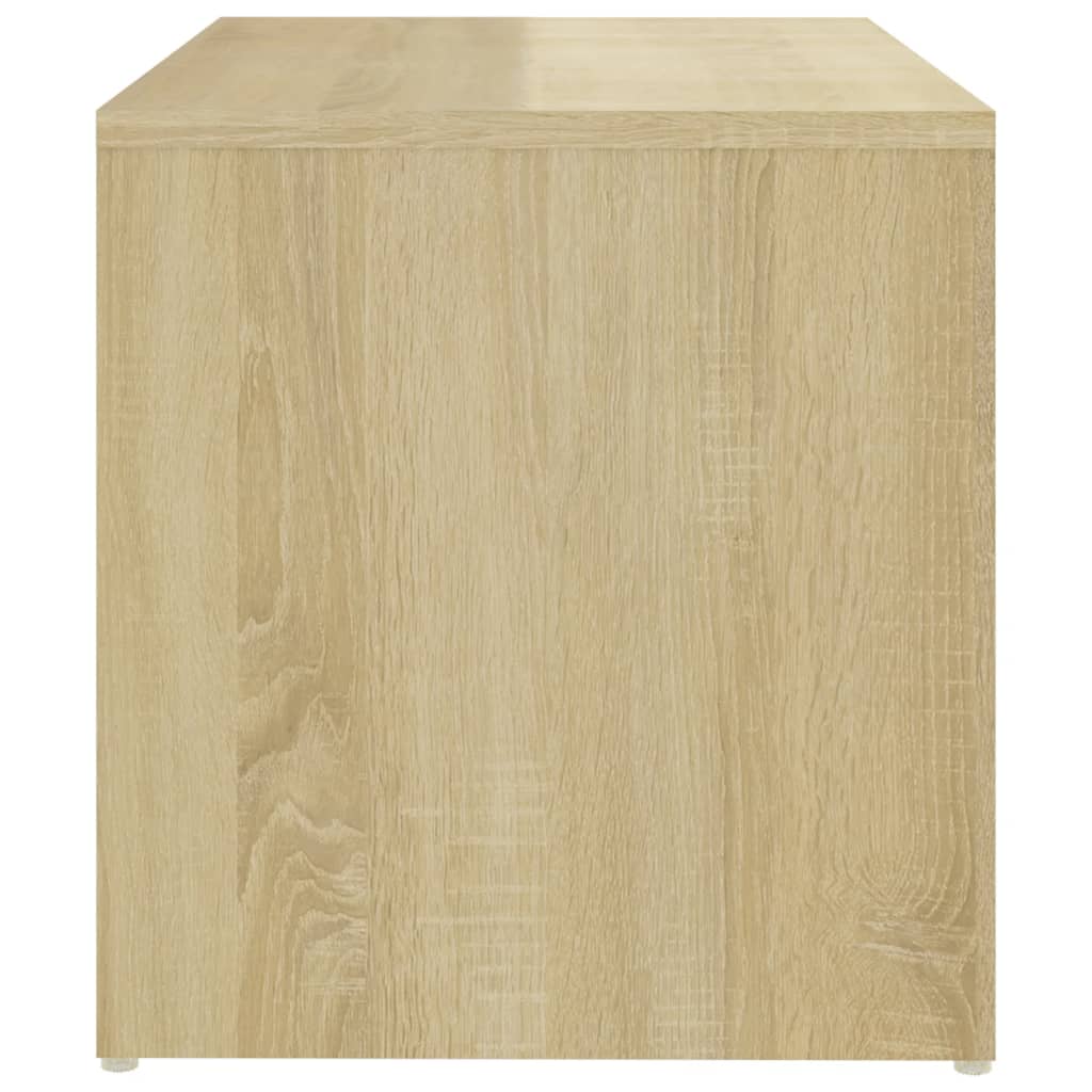 Side Table White And Sonoma Oak 59X36X38 Cm Engineered Wood