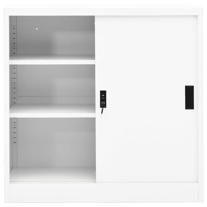 Office Cabinet With Sliding Door White 90X40X90 Cm Steel