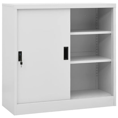 Office Cabinet With Sliding Door Light Grey 90X40X90 Cm Steel