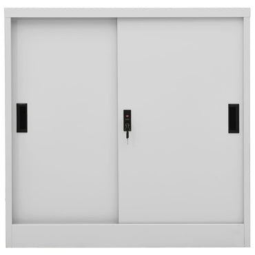 Office Cabinet With Sliding Door Light Grey 90X40X90 Cm Steel