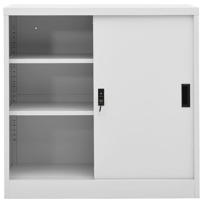 Office Cabinet With Sliding Door Light Grey 90X40X90 Cm Steel