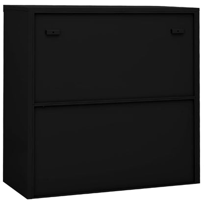 Office Cabinet With Sliding Door Black 90X40X90 Cm Steel