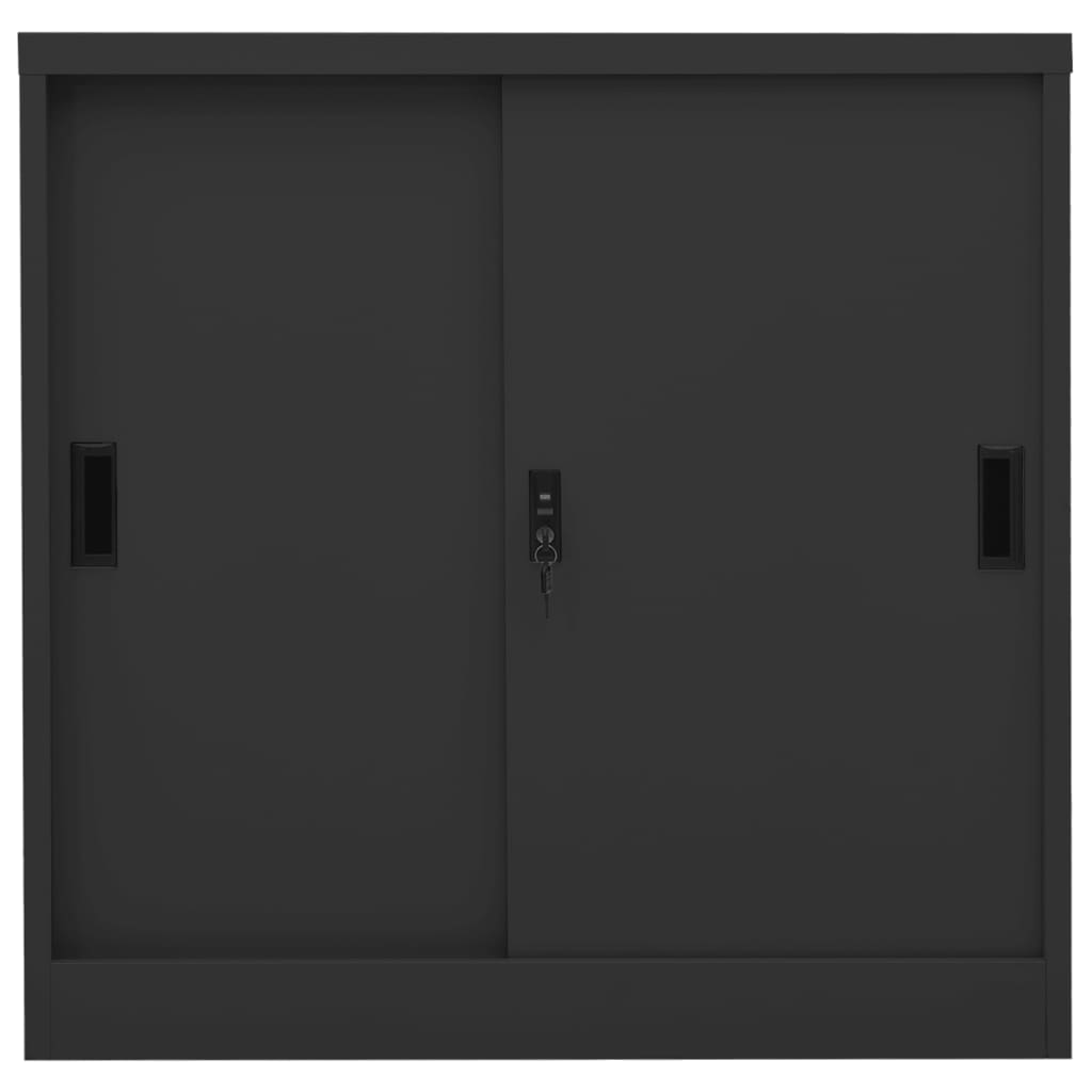 Office Cabinet With Sliding Door Anthracite 90X40X90 Cm Steel