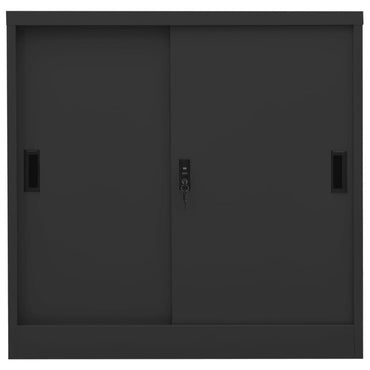 Office Cabinet With Sliding Door Anthracite 90X40X90 Cm Steel