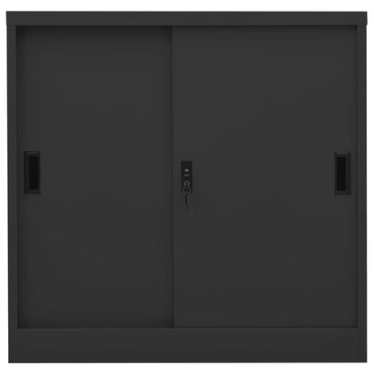 Office Cabinet With Sliding Door Anthracite 90X40X90 Cm Steel