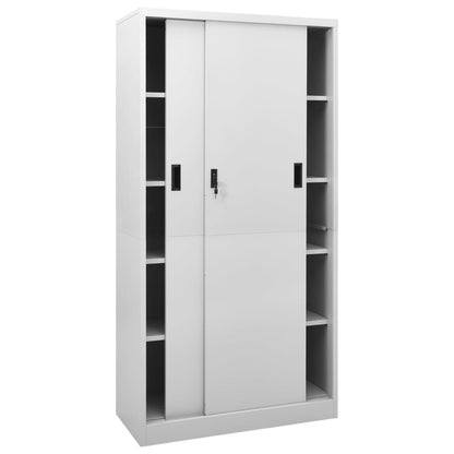 Office Cabinet With Sliding Door Light Grey 90X40X180 Cm Steel