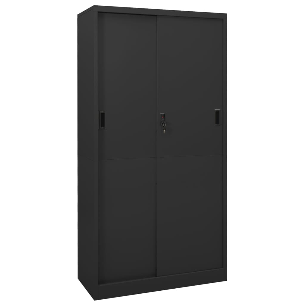 Office Cabinet With Sliding Door Anthracite 90X40X180 Cm Steel