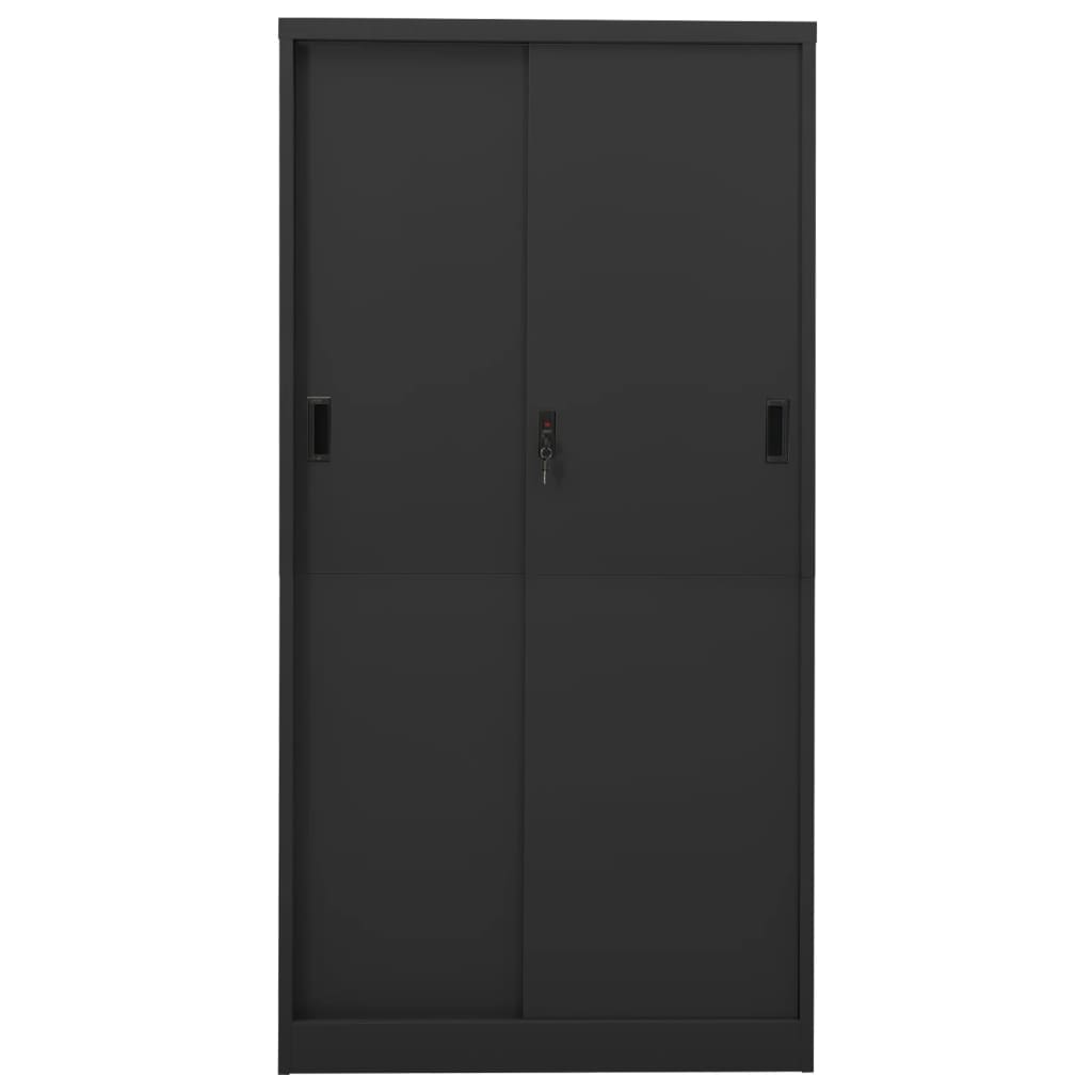 Office Cabinet With Sliding Door Anthracite 90X40X180 Cm Steel